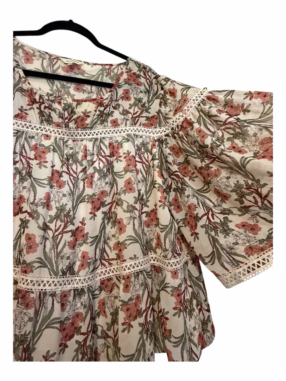 Max Studio Cream Tunic with Pink Floral Print - Picture 2 of 5